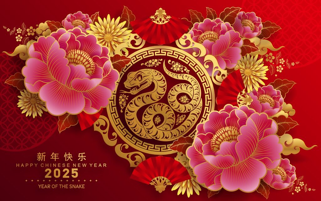 Happy,Chinese,New,Year,2025,The,Snake,Zodiac,Sign,With
